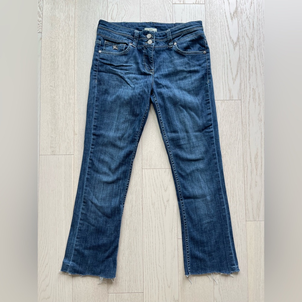 Burberry London Islington Boot Leg Blue Denim Bootcut Jeans W31 Distressed - Picture 1 of 16